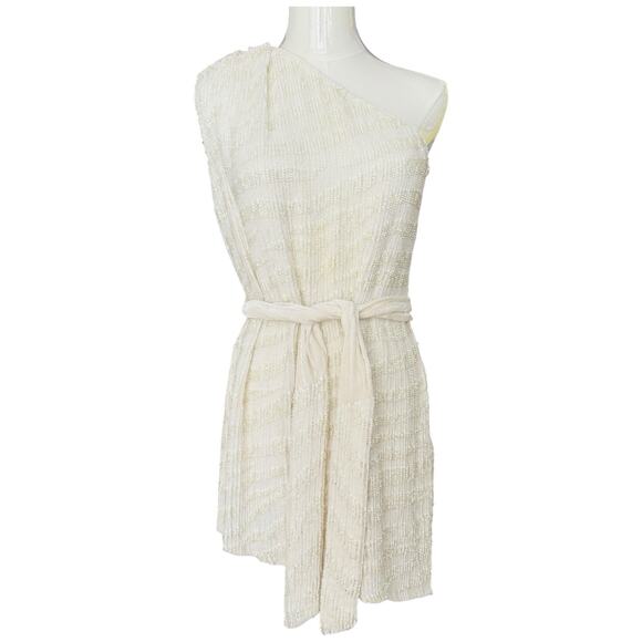 Retrofete Ella Sequin One Shoulder Mini Dress In White Size S - Picture 2 of 14